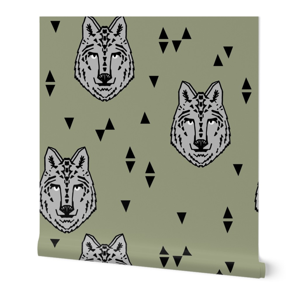 wolf // artichoke green kids boys boy room wolves wolf wolf man kids animals