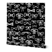 bows // black and white fashion print for cute girls trendy fashion minimal black and white illustration pattern