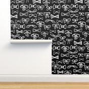 bows // black and white fashion print for cute girls trendy fashion minimal black and white illustration pattern