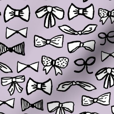 bows // fashion beauty print in pastel lavender for trendy girls illustration pattern on textiles 