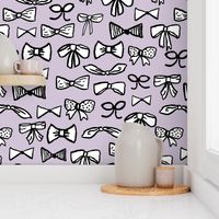bows // fashion beauty print in pastel lavender for trendy girls illustration pattern on textiles 