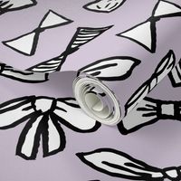 bows // fashion beauty print in pastel lavender for trendy girls illustration pattern on textiles 