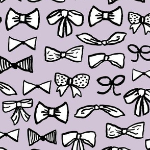 bows // fashion beauty print in pastel lavender for trendy girls illustration pattern on textiles 