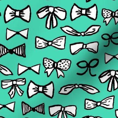 bows // fashion beauty print in light jade for trendy girls illustration pattern