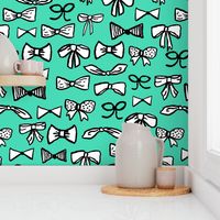 bows // fashion beauty print in light jade for trendy girls illustration pattern