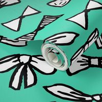 bows // fashion beauty print in light jade for trendy girls illustration pattern