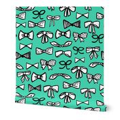 bows // fashion beauty print in light jade for trendy girls illustration pattern