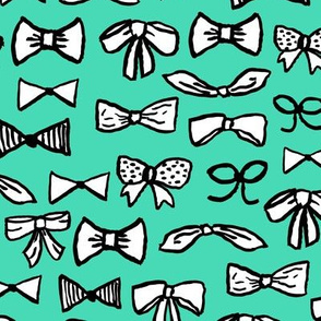 bows // fashion beauty print in light jade for trendy girls illustration pattern