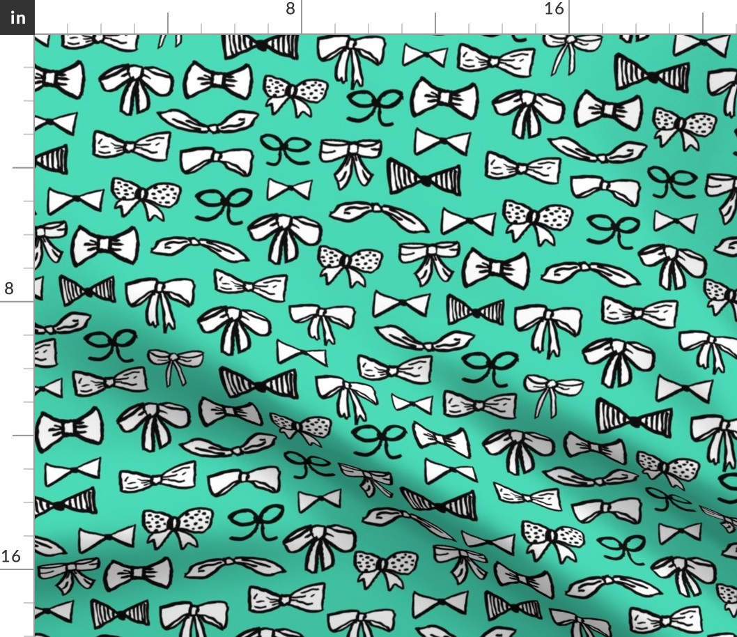 bows // fashion beauty print in light jade for trendy girls illustration pattern