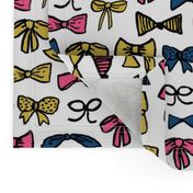 bows // fashion inky hand-drawn illustration pattern for pink and gold for trendy girls