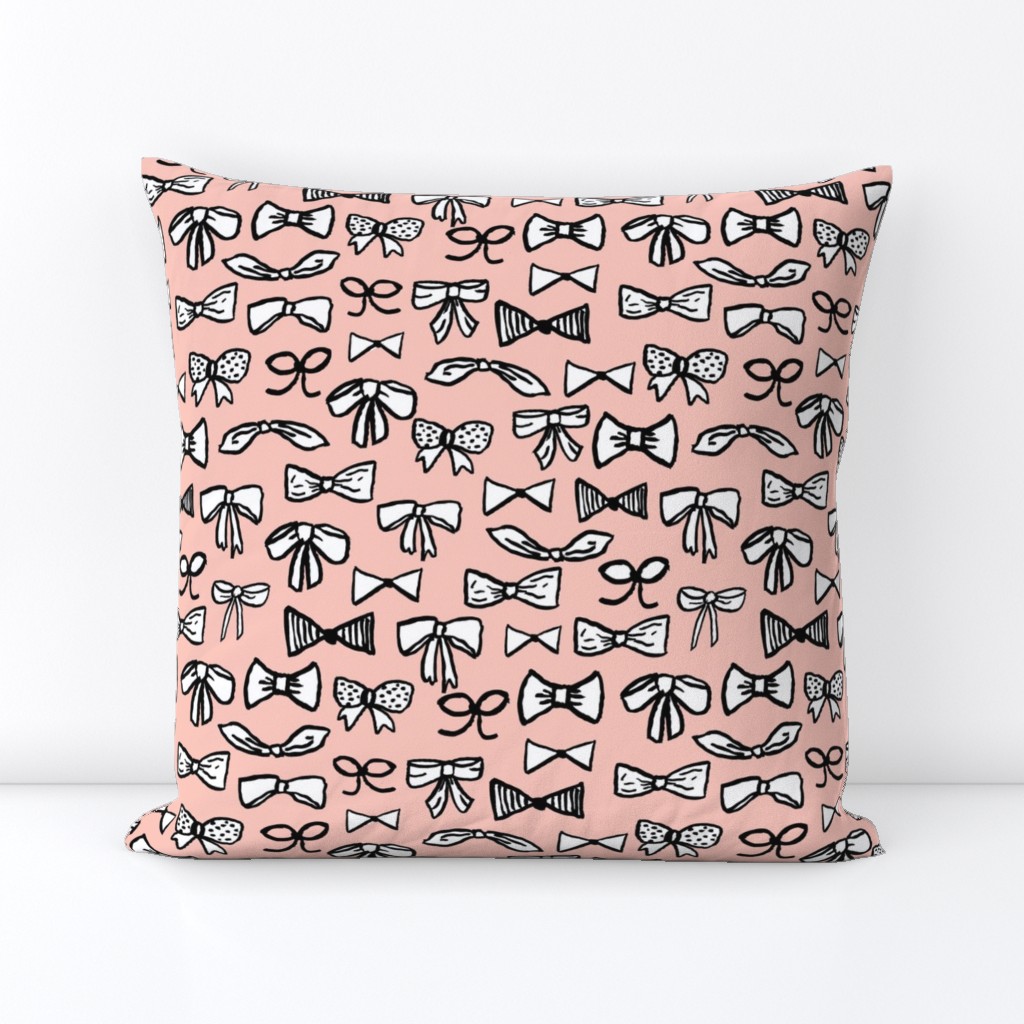 bows // fashion trendy inky hand-drawn beauty print for trendy girls in pale pink illustration pattern