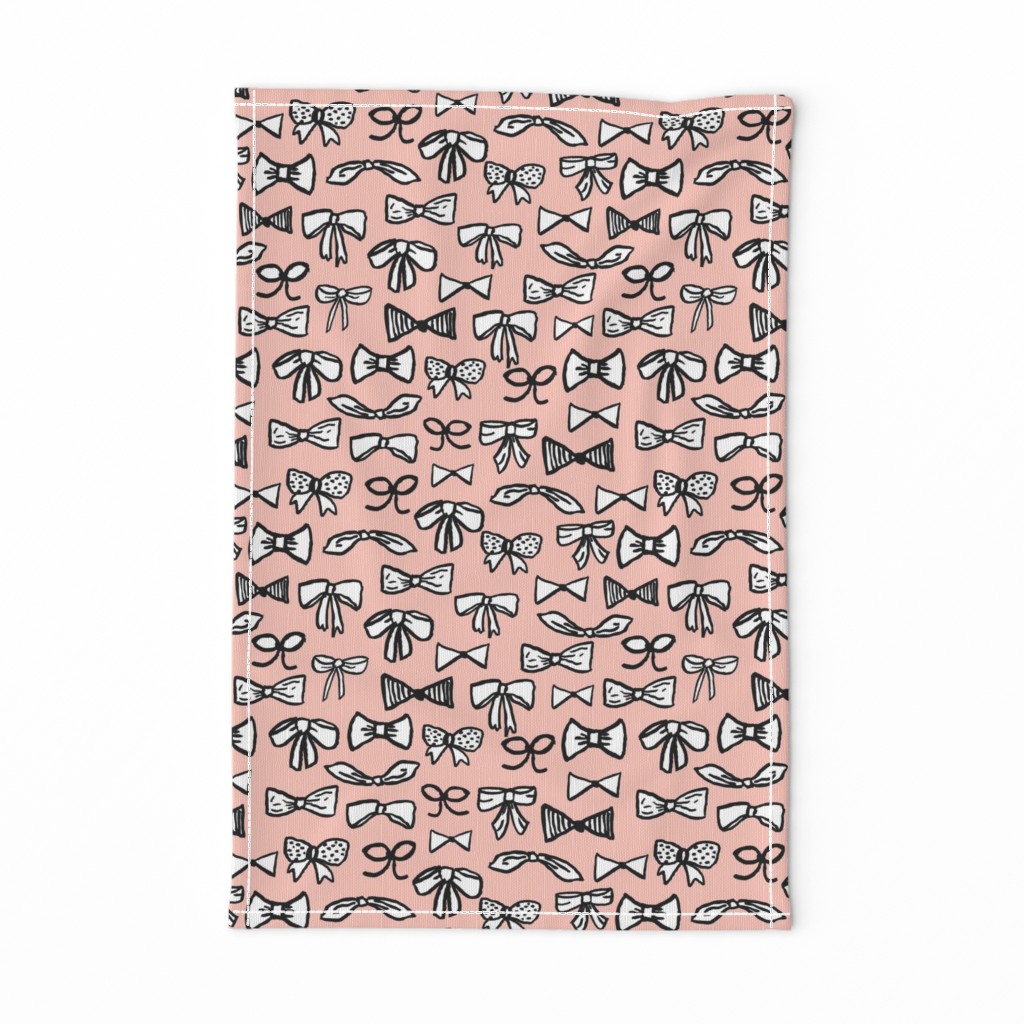 bows // fashion trendy inky hand-drawn beauty print for trendy girls in pale pink illustration pattern