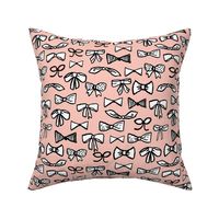 bows // fashion trendy inky hand-drawn beauty print for trendy girls in pale pink illustration pattern