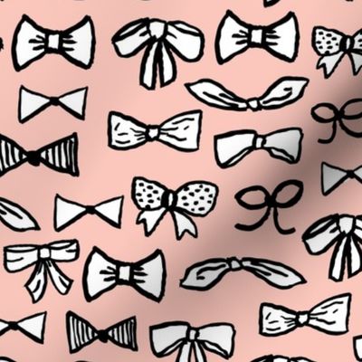 bows // fashion trendy inky hand-drawn beauty print for trendy girls in pale pink illustration pattern