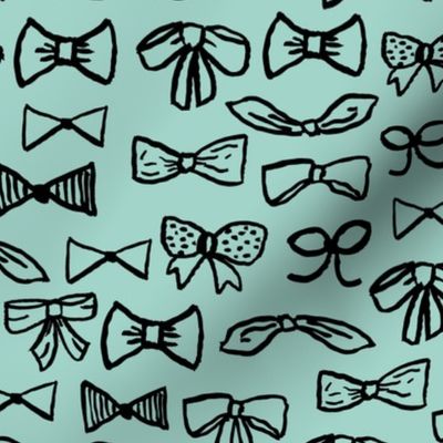 bows // fashion beauty print in mint 