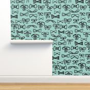 bows // fashion beauty print in mint 