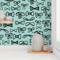 bows // fashion beauty print in mint 