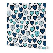 hearts // blue valentines blue love blue valentine repeating illustration pattern