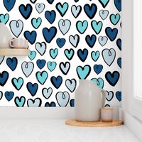 hearts // blue valentines blue love blue valentine repeating illustration pattern