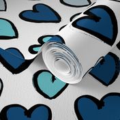 hearts // blue valentines blue love blue valentine repeating illustration pattern