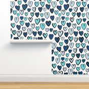 hearts // blue valentines blue love blue valentine repeating illustration pattern