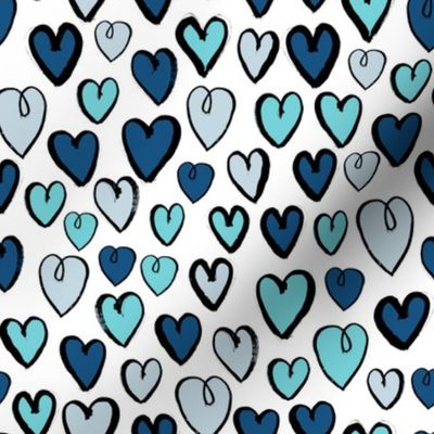 hearts // blue valentines blue love blue valentine repeating illustration pattern