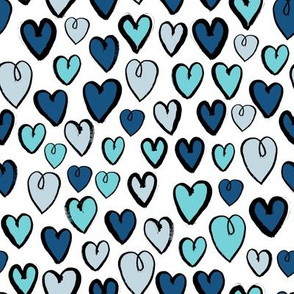 hearts // blue valentines blue love blue valentine repeating illustration pattern