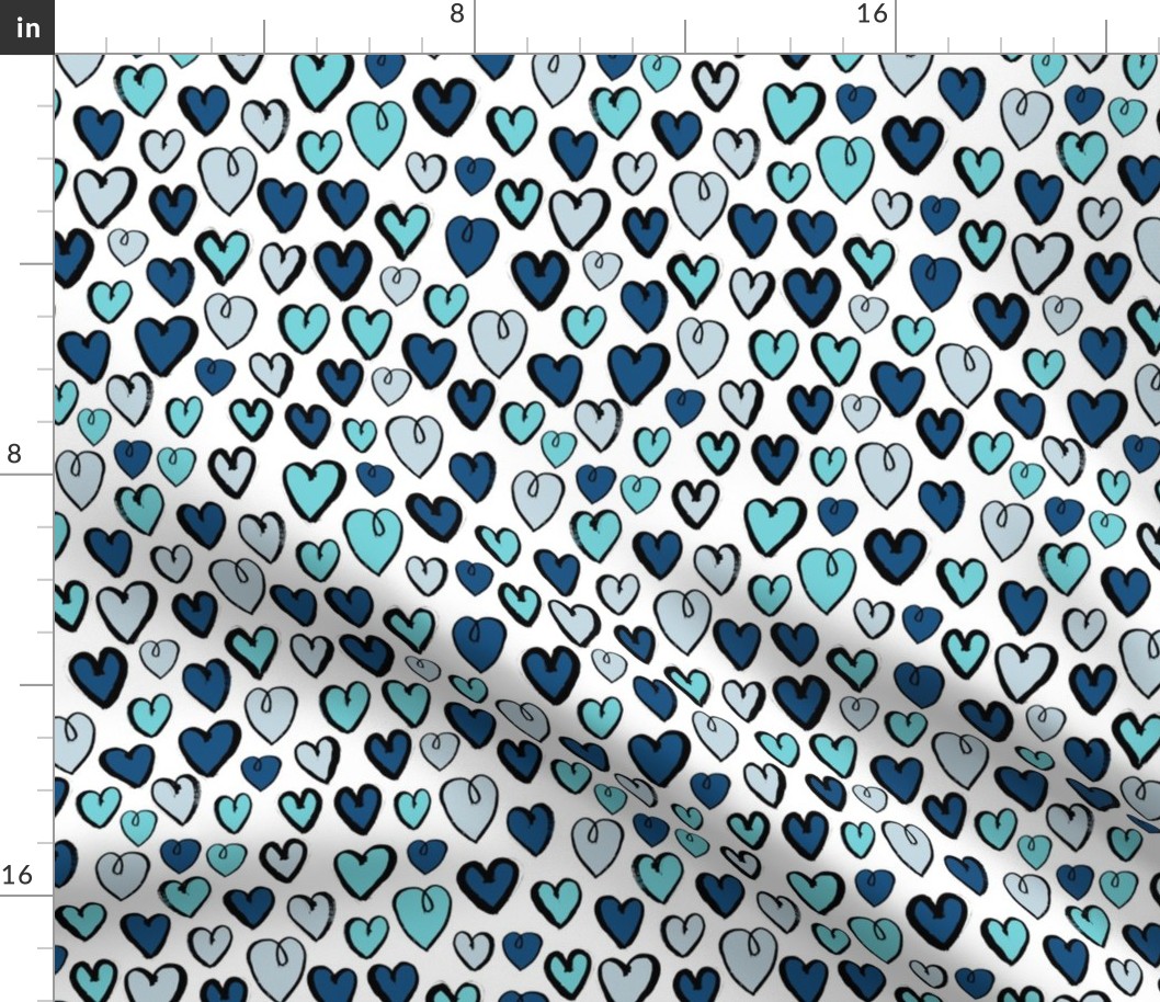 hearts // blue valentines blue love blue valentine repeating illustration pattern