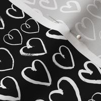 hearts // black and white gender neutral trendy scandi repeating print for baby nursery