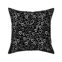 hearts // black and white gender neutral trendy scandi repeating print for baby nursery