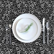 hearts // black and white gender neutral trendy scandi repeating print for baby nursery