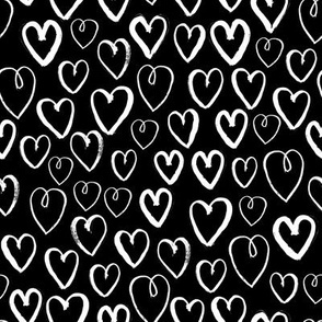 hearts // black and white gender neutral trendy scandi repeating print for baby nursery