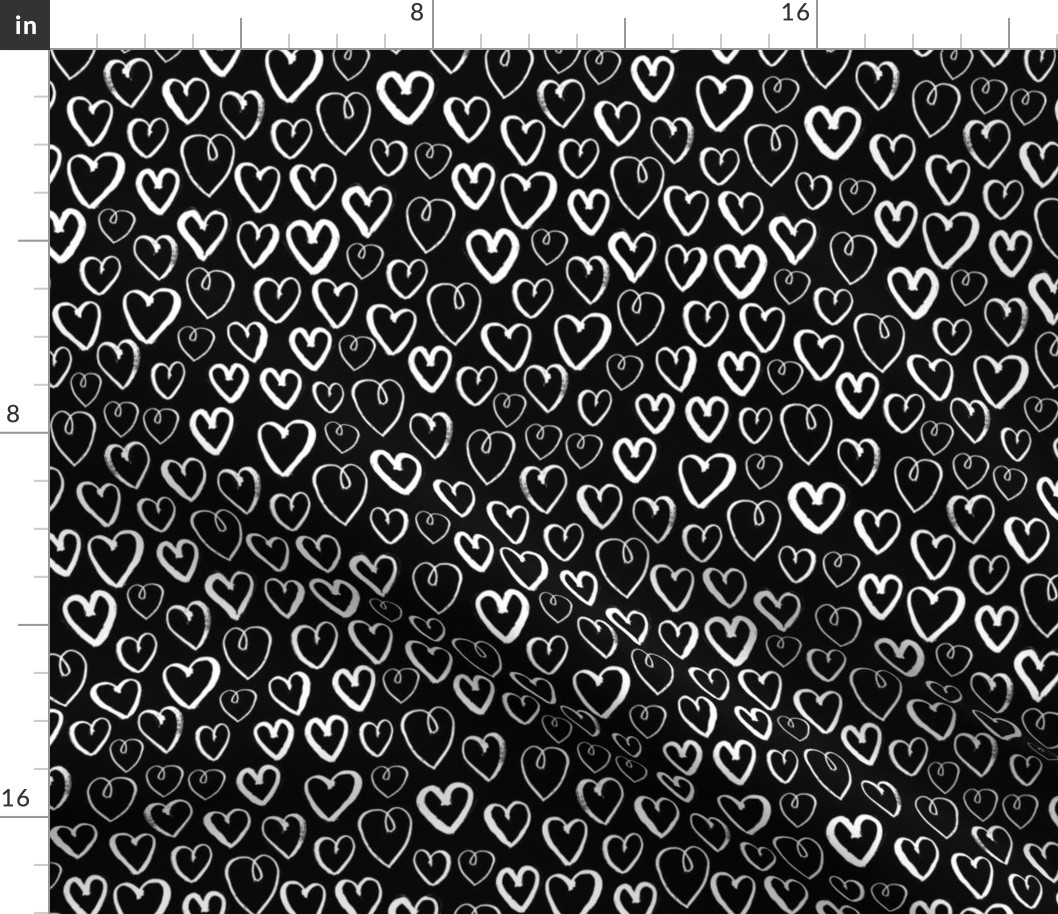 hearts // black and white gender neutral trendy scandi repeating print for baby nursery