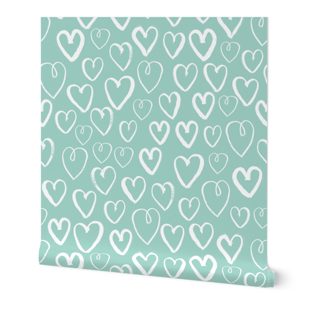 hearts // mint cool gender neutral love valentines illustration design