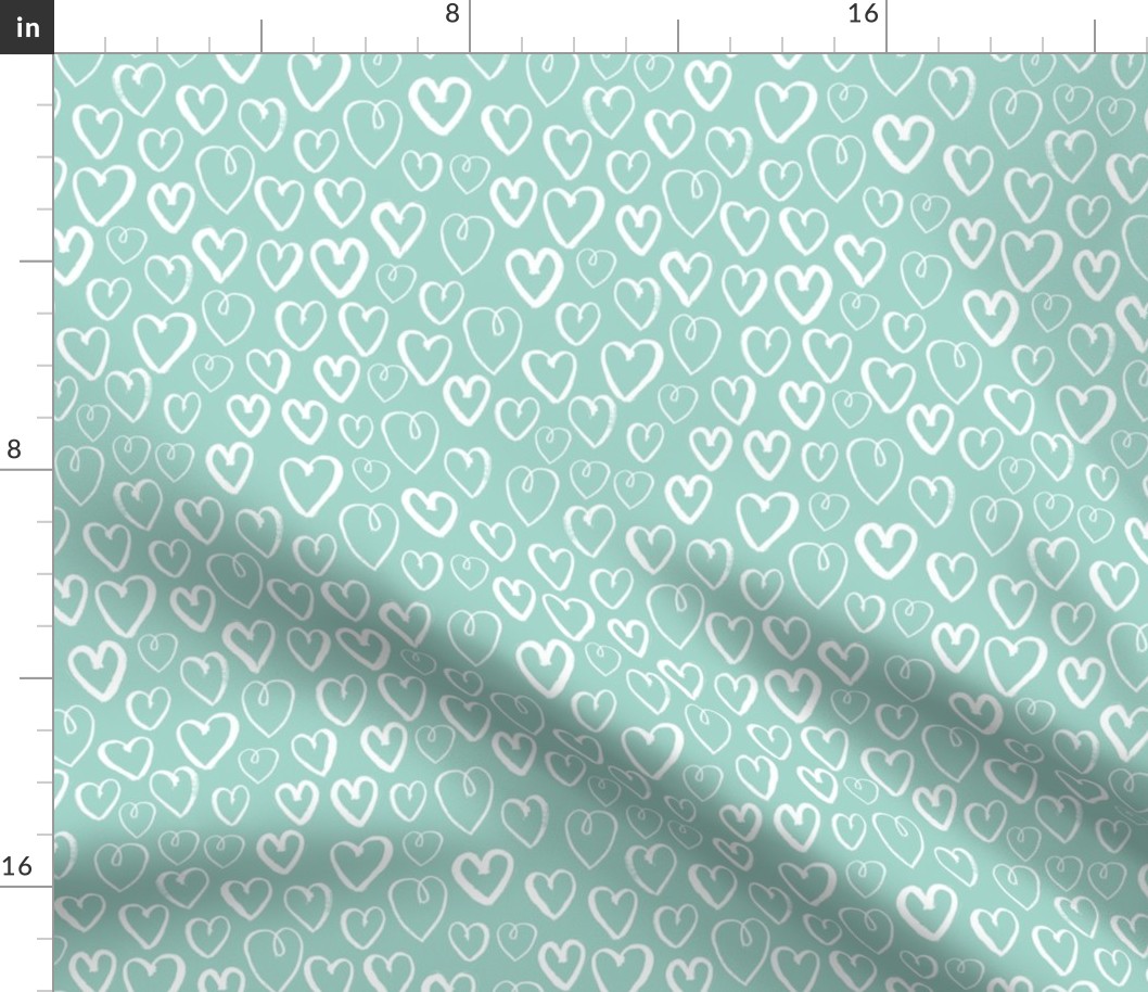 hearts // mint cool gender neutral love valentines illustration design