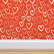 hearts // red and white hand-drawn illustration repeating pattern