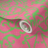 Lucette Ikat in Bright Pink and Lime