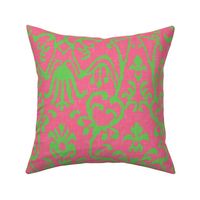 Lucette Ikat in Bright Pink and Lime