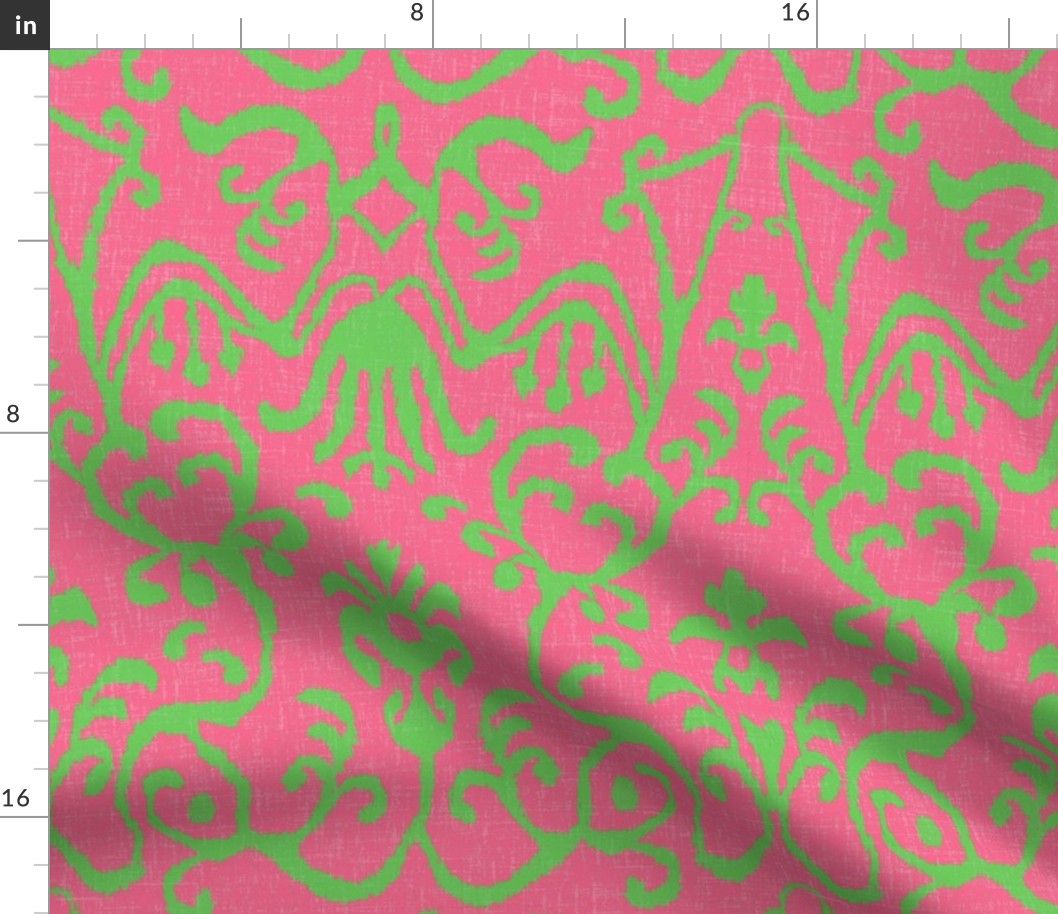 Lucette Ikat in Bright Pink and Lime