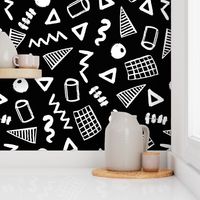 memphis // black and white memphis zig zag trendy kids 