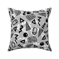 memphis // shapes zig zags triangle grey cute fun 80s design