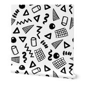 memphis shapes // black and white 80s trendy math triangles 