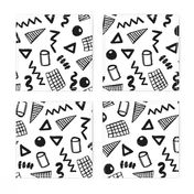 memphis shapes // black and white 80s trendy math triangles 