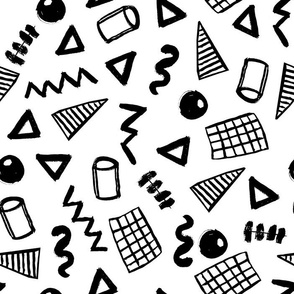 memphis shapes // black and white 80s trendy math triangles 