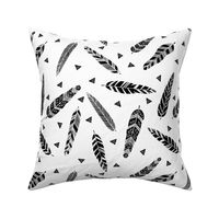 Inky Feathers fabric //- White and Black by Andrea Lauren