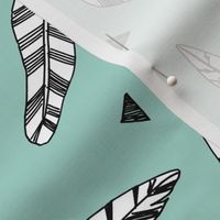 Inky Feathers fabric // - Pale turquoise by Andrea Lauren 