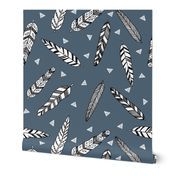 Inky Feathers fabric // Payne's Grey by Andrea Lauren 