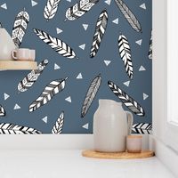 Inky Feathers fabric // Payne's Grey by Andrea Lauren 
