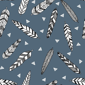 Inky Feathers fabric // Payne's Grey by Andrea Lauren 