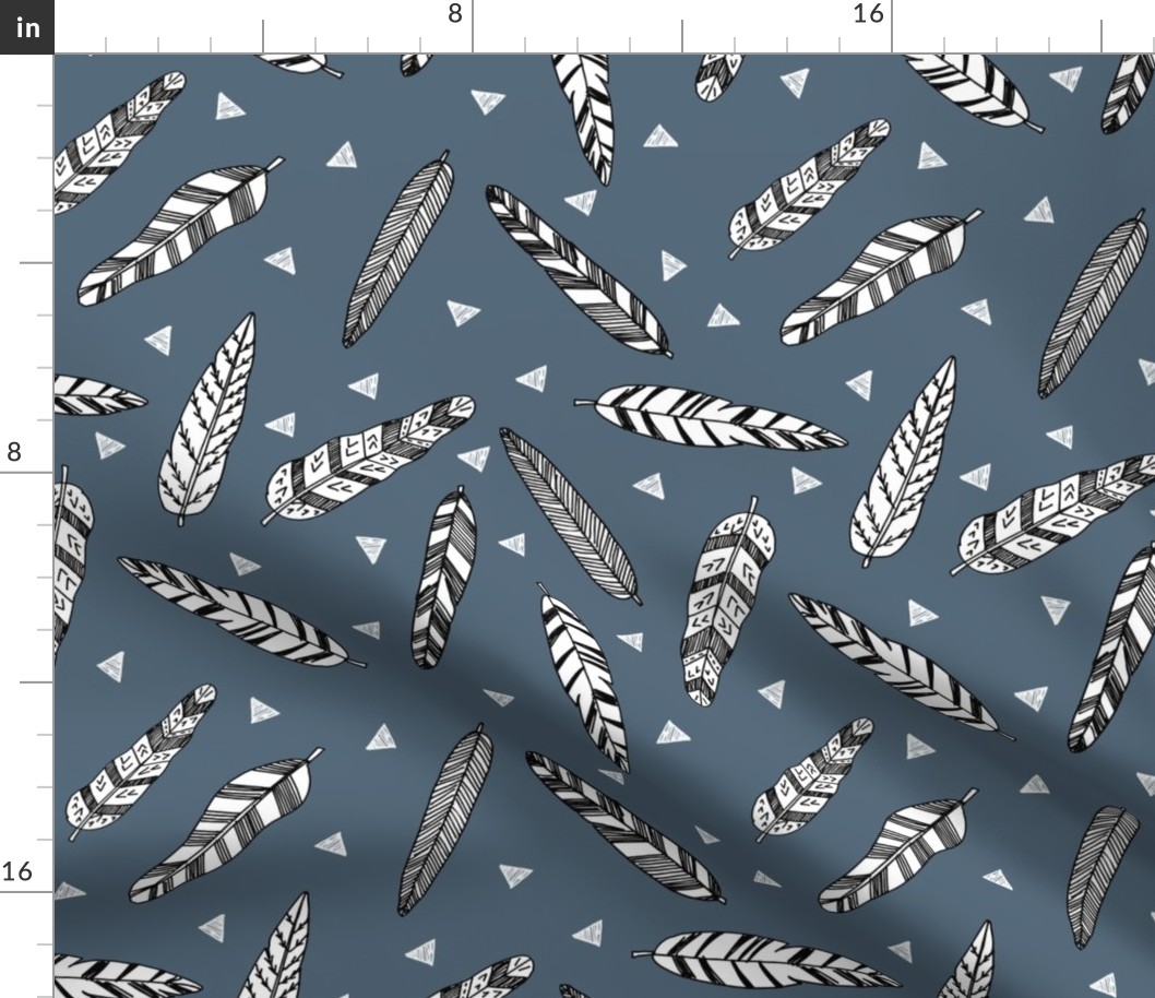 Inky Feathers fabric // Payne's Grey by Andrea Lauren 